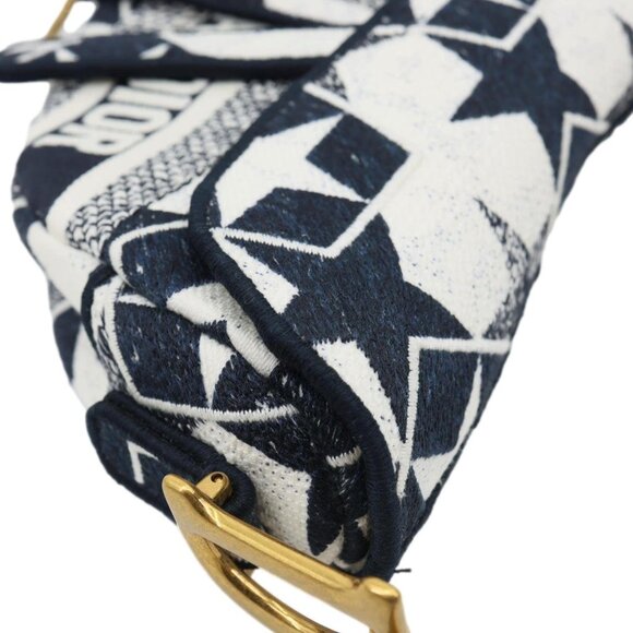 Christian Dior  Saddle Embroidered Stars Canvas Hobo Bag White - Picture 6 of 14